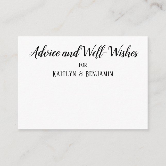 Minimalist BW Script, Advice & Well Wishes Card (Front)