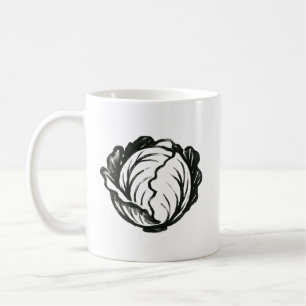 Minimalist Cabbage – Bold Ink Vegetable Design on Coffee Mug