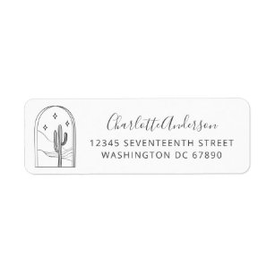 Minimalist Cactus Star Line Drawing Return Address Return Address Label