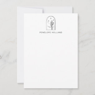 Minimalist Cactus Stars Line Drawing Personalised Card