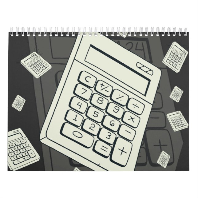 Minimalist Calculator and Math Pattern Illustratio Calendar (Cover)