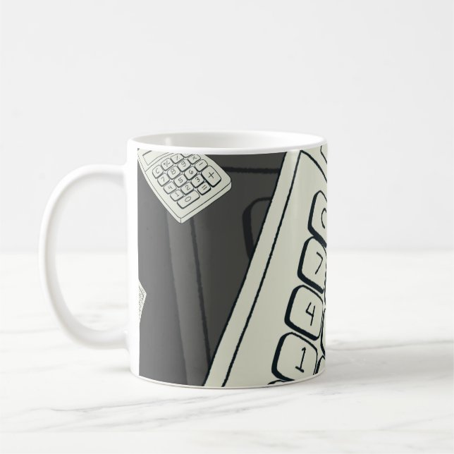 Minimalist Calculator and Math Pattern Illustratio Coffee Mug (Left)