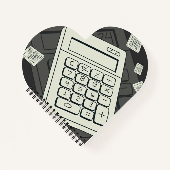 Minimalist Calculator and Math Pattern Illustratio Notebook (Front)