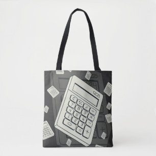 Minimalist Calculator and Math Pattern Illustratio Tote Bag