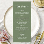 Minimalist Calligraphy 4x9 Wedding Menu Cards<br><div class="desc">A stylish calligraphy wedding menu card for the plate. Easy to personalise with your details. CUSTOMIZATION: If you need design customisation,  please contact me through chat; if you need information about your order,  shipping options,  etc.,  please contact Zazzle support directly.</div>