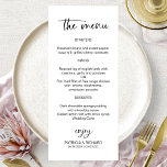 Minimalist Calligraphy 4x9 Wedding Menu Cards<br><div class="desc">A stylish calligraphy wedding menu card for the plate. Easy to personalise with your details. CUSTOMIZATION: If you need design customisation,  please contact me through chat; if you need information about your order,  shipping options,  etc.,  please contact Zazzle support directly.</div>