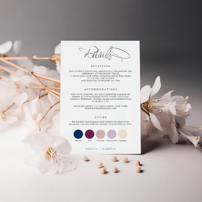 Minimalist Calligraphy Attire Wedding Details Card (Creator Uploaded)