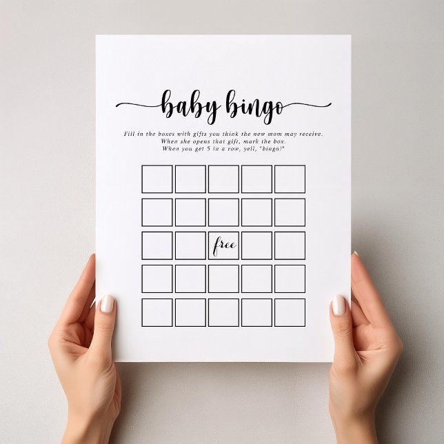 Minimalist Calligraphy Baby Bingo Shower Game (Creator Uploaded)
