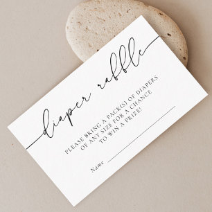 Minimalist Calligraphy Baby Shower Diapr Raffle Enclosure Card