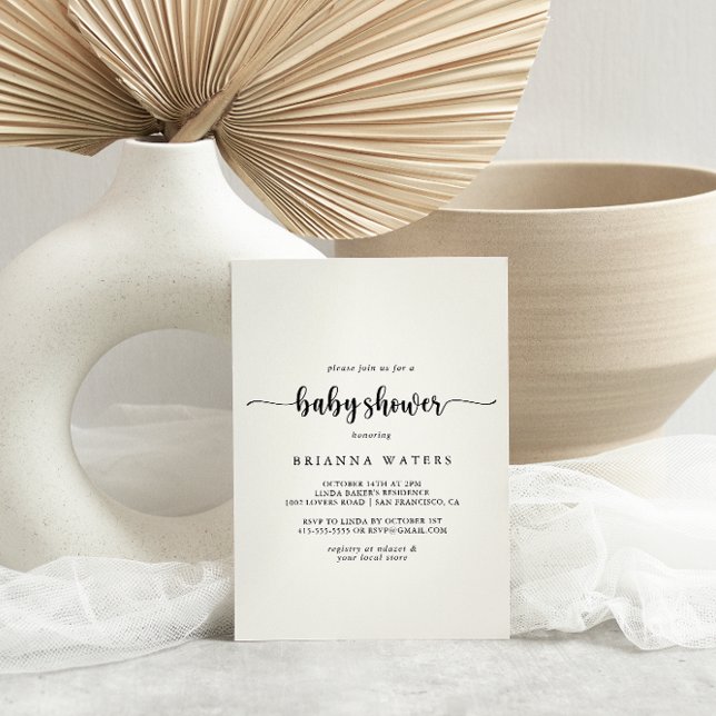 Minimalist Calligraphy Baby Shower Invitation (Creator Uploaded)