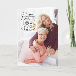Minimalist Calligraphy Birthday Photo Grandma Card