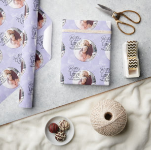 Minimalist Calligraphy Birthday Photo Grandma Wrapping Paper