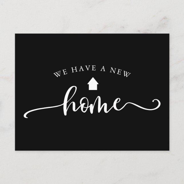 Minimalist Calligraphy Black Moving Announcement Postcard (Front)