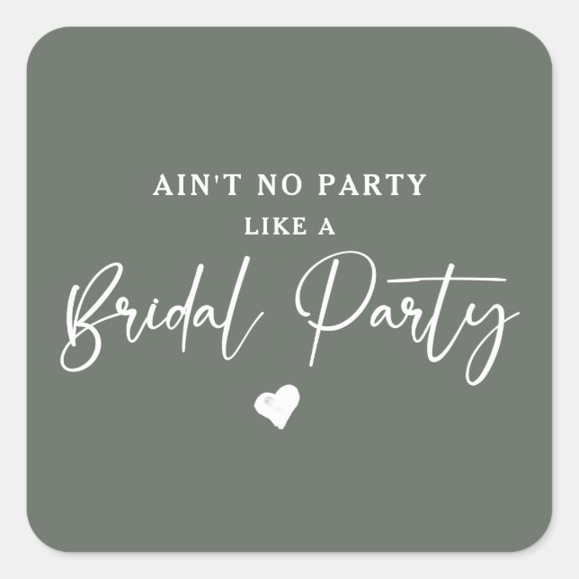 Minimalist Calligraphy Bridal Party  Square Sticker (Front)