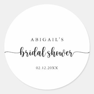 Minimalist Calligraphy Bridal Shower Favour  Classic Round Sticker