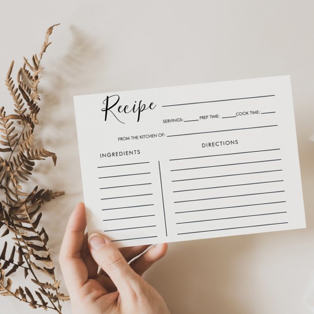 Minimalist Calligraphy Bridal Shower Recipe Card (Creator Uploaded)