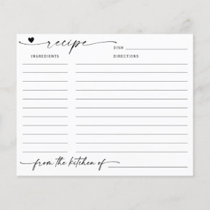 Minimalist Calligraphy Bridal Shower Recipe Card