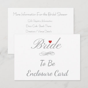 Minimalist Calligraphy Bride Script with Heart Enclosure Card