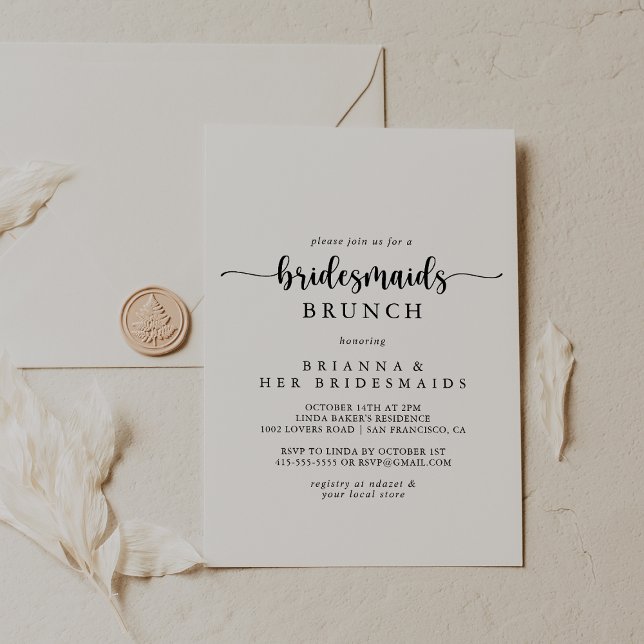 Minimalist Calligraphy Bridesmaids Brunch Shower   Invitation (Creator Uploaded)