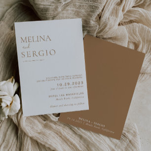 Minimalist Calligraphy Brown Formal Wedding Invitation