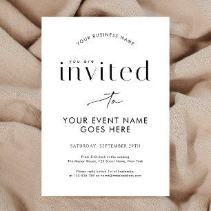 Minimalist Calligraphy Business Event Gala Night Invitation