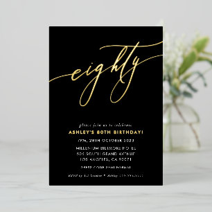 MINIMALIST Calligraphy chic 80th birthday gold Foi