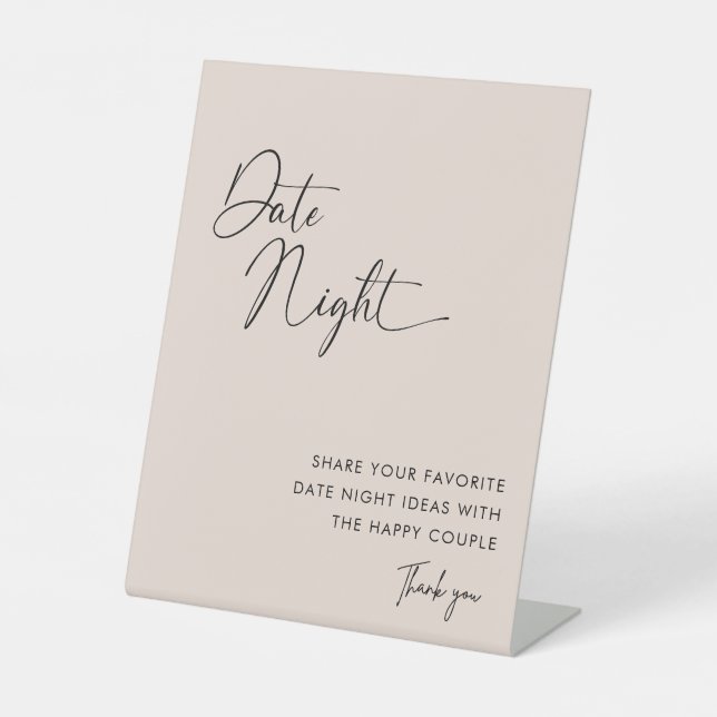 Minimalist Calligraphy Date Night Ideas Sign (Front)