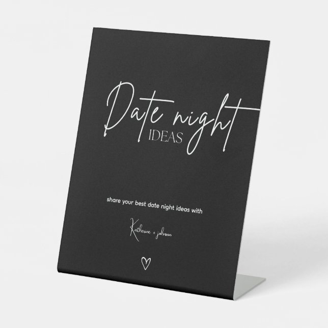 Minimalist Calligraphy Date Night Ideas Sign (Front)