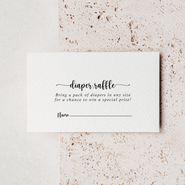 Minimalist Calligraphy Diaper Raffle Ticket  Enclosure Card (Creator Uploaded)