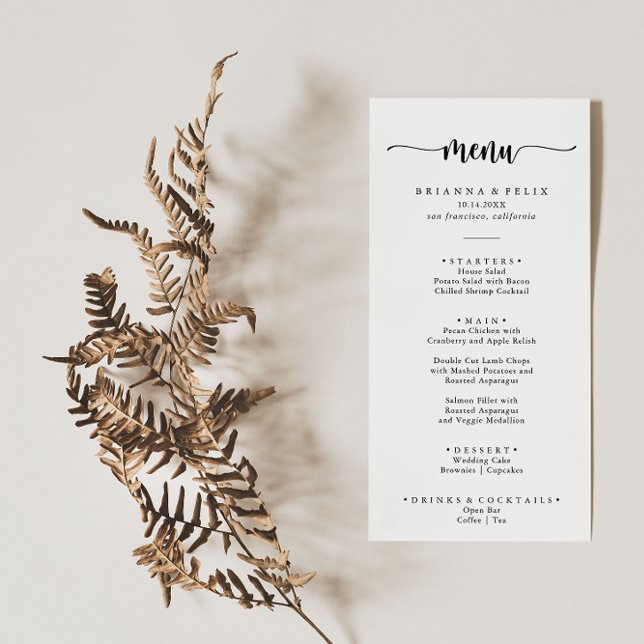 Minimalist Calligraphy Dinner Menu (Creator Uploaded)