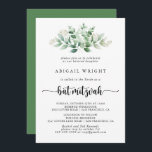 Minimalist Calligraphy Eucalyptus Bat Mitzvah  Invitation<br><div class="desc">This minimalist calligraphy eucalyptus bat mitzvah invitation is perfect for a rustic bat mitzvah. The design features hand-painted watercolor green eucalyptus,  inspiring natural beauty.</div>