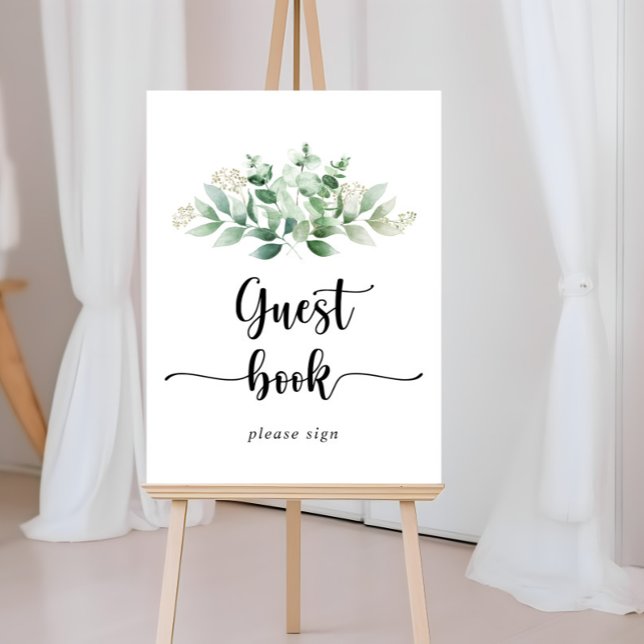 Minimalist Calligraphy Eucalyptus Guest Book Sign (Creator Uploaded)