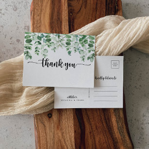 Minimalist Calligraphy Eucalyptus Thank You Postcard