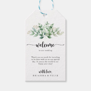 Minimalist Calligraphy Eucalyptus Wedding Welcome  Gift Tags