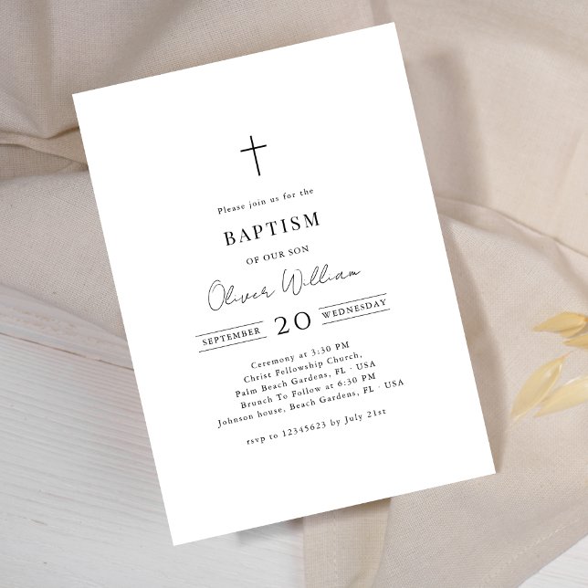 Minimalist Calligraphy Gender Neutral Baptism  Invitation (Creator Uploaded)