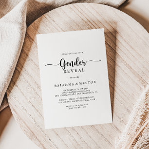Minimalist Calligraphy Gender Reveal Party  Invitation