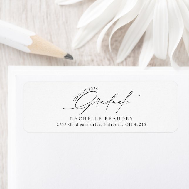 Minimalist Calligraphy Graduation Return Address Label (Insitu)