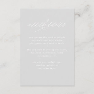 Minimalist Calligraphy Grey Wedding Details Enclosure Card