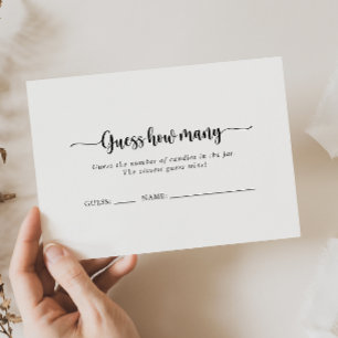 Minimalist Calligraphy Guess How Many Game Card