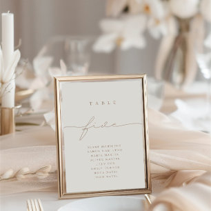 Minimalist Calligraphy Ivory Five Table Number