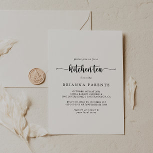Minimalist Calligraphy Kitchen Tea Bridal Shower  Invitation
