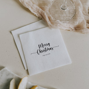 Minimalist Calligraphy Merry Christmas   Napkin