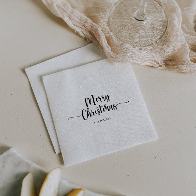 Minimalist Calligraphy Merry Christmas   Napkin (Creator Uploaded)