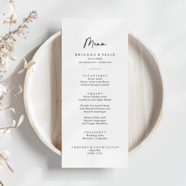 Minimalist Calligraphy Modern Elegant Dinner Menu (Creator Uploaded)