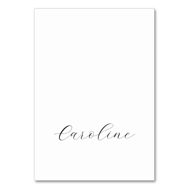Minimalist Calligraphy Name Elegant Place Card (Front)