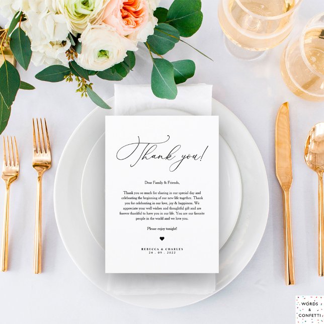 Minimalist Calligraphy Napkin Thank You Note Card (Creator Uploaded)