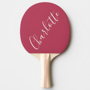 Minimalist Calligraphy Personalised Name Magenta  Ping Pong Paddle