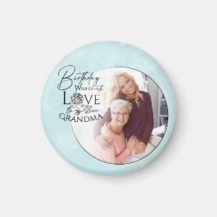 Minimalist Calligraphy Photo Birthday Grandma Magnet