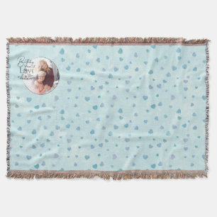 Minimalist Calligraphy Photo Birthday Grandma Throw Blanket