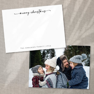 Minimalist Calligraphy Photo Christmas Holiday Card